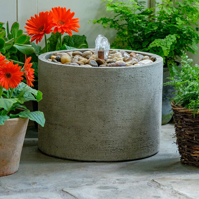 August Grove® Evita Concrete Pebble Fountain Wayfair